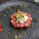 Tuna tartare, Stracciatella cheese from Valle d’Itria and pistachio crumble